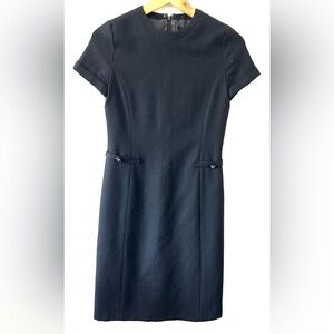 CC Club Classic Vintage Sheath Black 100% Wool Dress SZ L